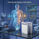 A visual representation of human metabolic flexibility, with a digital gauge at Optimal, showing the Maxi2 protocol optimizing fuel efficiency and nutrient partitioning in Month 3.
